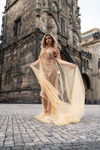 Zlaté šaty s tylem – fotografie 4